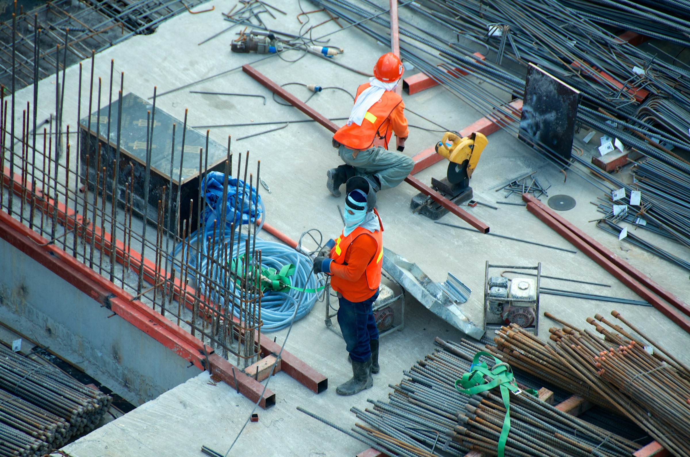 Contractors working together on a construction site
